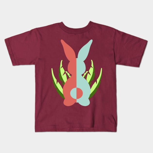 Easter Bunny Red & Dull Green Kids T-Shirt by MarMi